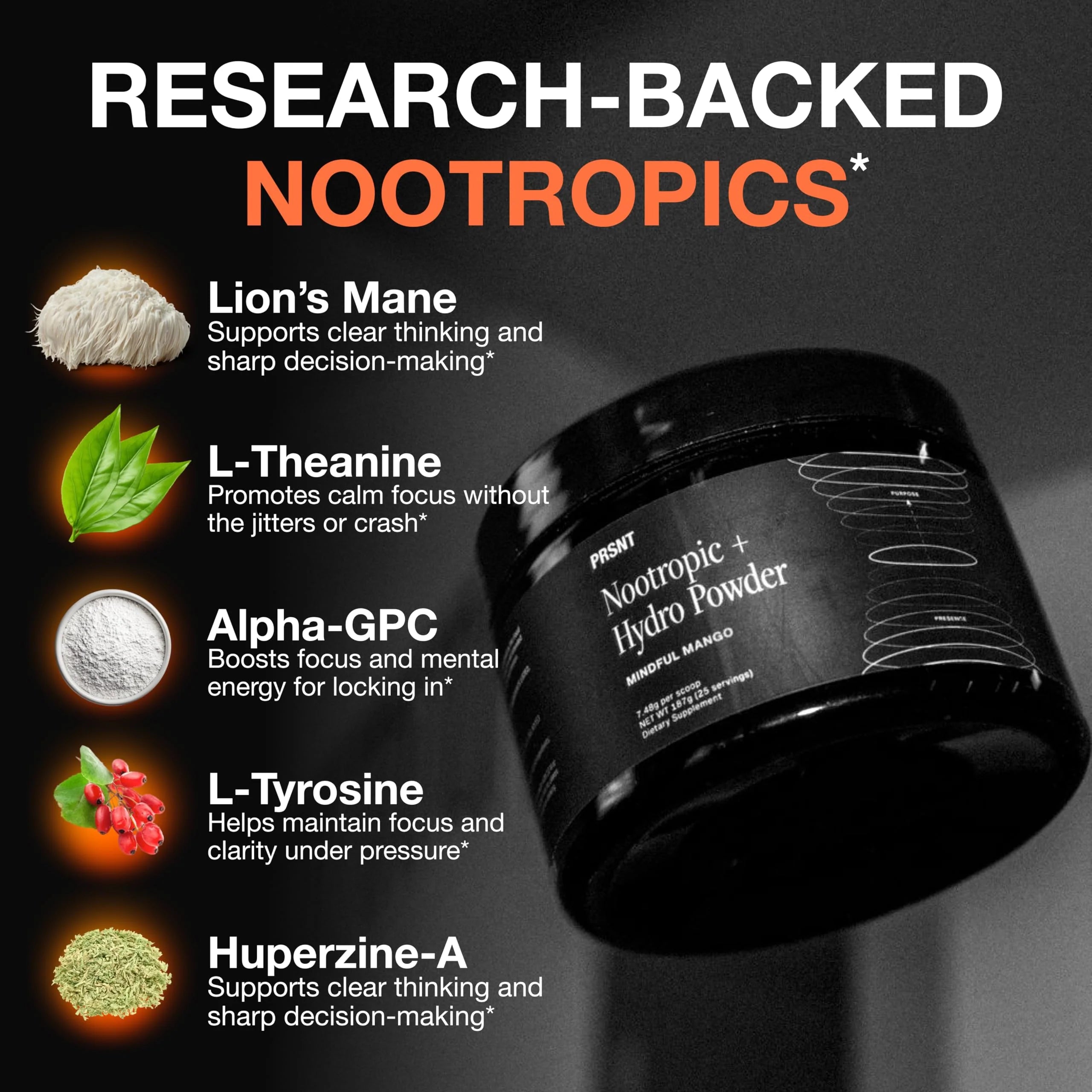 Nootropic Focus Powder | Mango 25 Servings